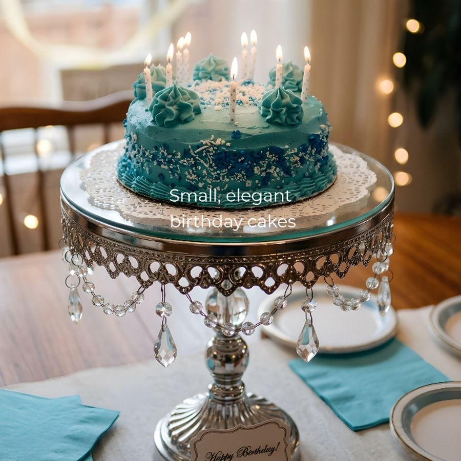 Cake on a stand, finished with rustic buttercream