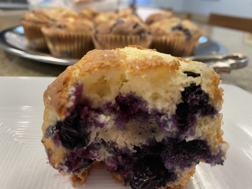 Blueberry muffin, fresh from the oven