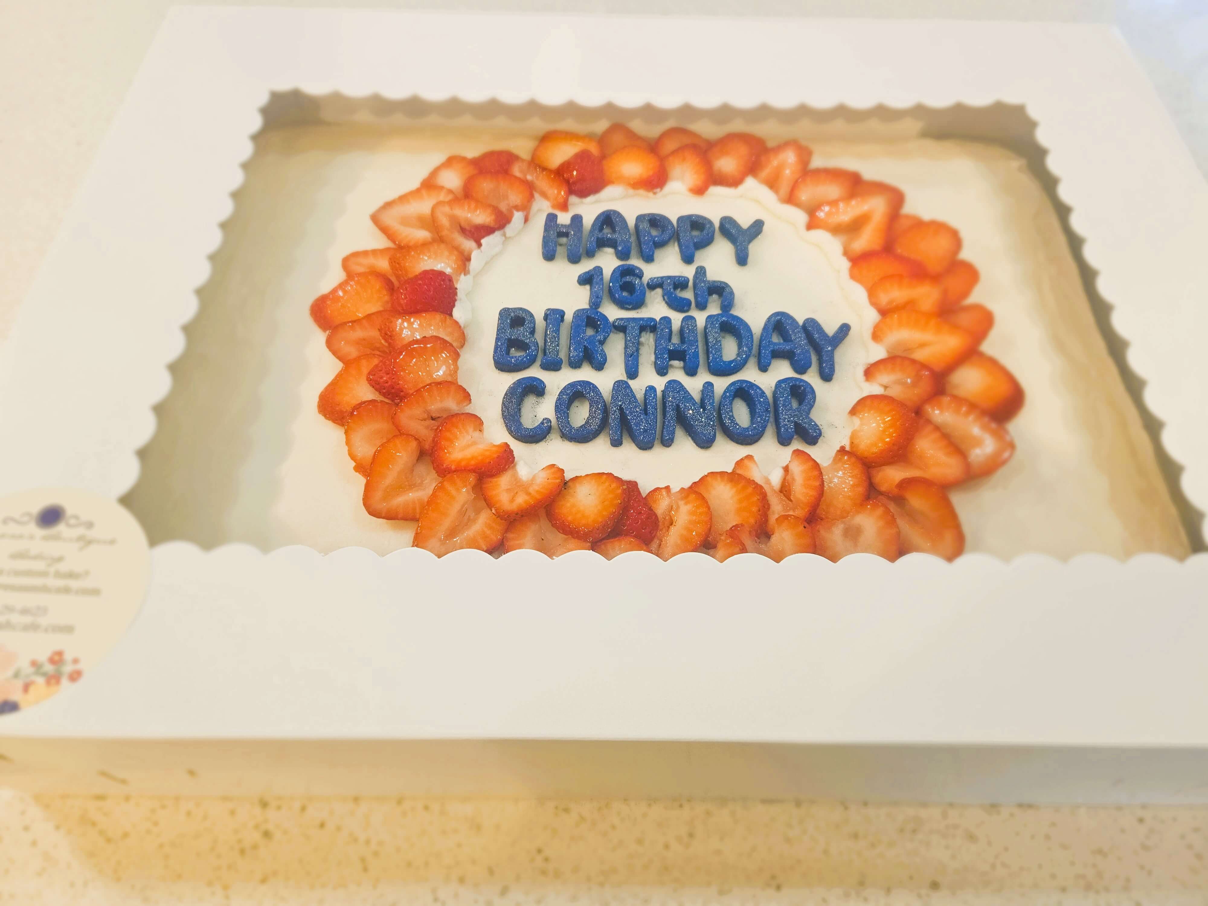 Strawberry birthday sheet cake